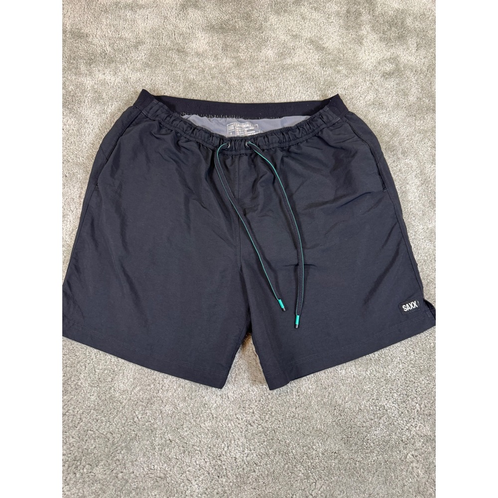 Saxx Cannonball 2N1 Swim Shorts Mens Large Black 7 Inch Inseam Board Shorts